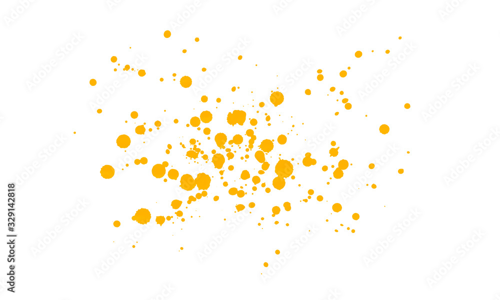 White background with yellow paint drops brush White background with yellow paint drops brush