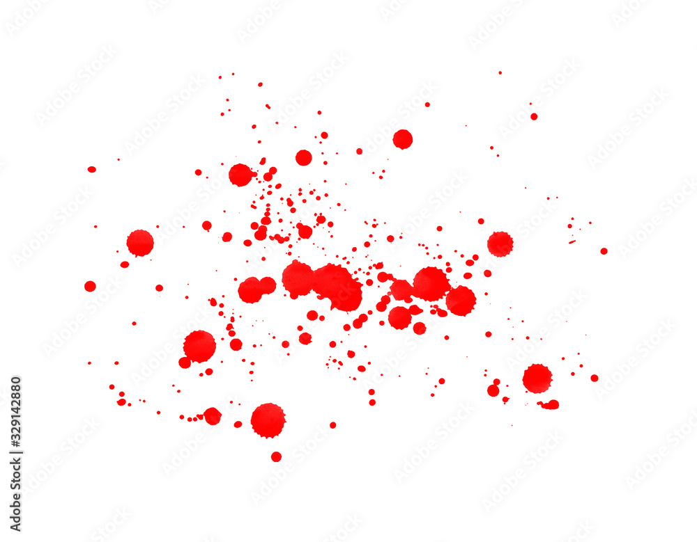 Red watercolor splatter isolated on white