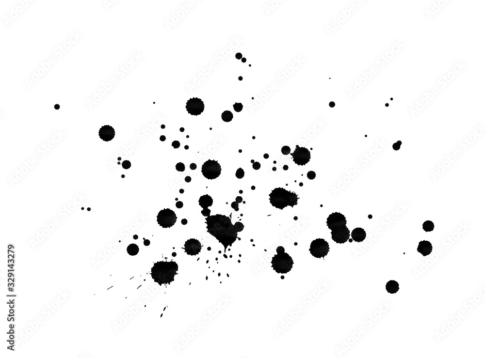 Black blots brush on white background Black blots brush on white background