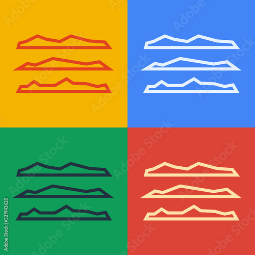 Pop art line Strips of cocaine or heroin drug icon isolated on color background. Vector Illustration