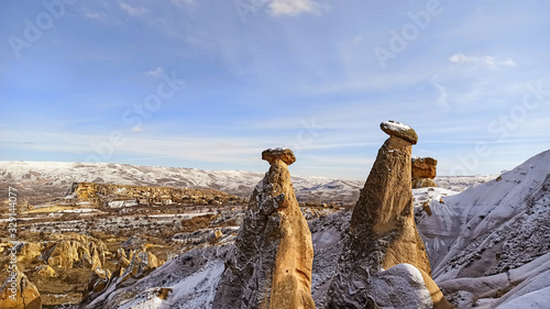 Vászonkép Three beauties or three graces unusual volcanic rock formation in Cappadocia