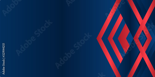  Abstract red dark navy blue white presentation background with arrow to the left.