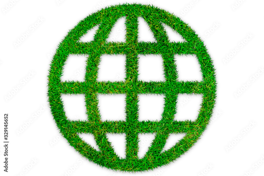 Símbolo del planeta tierra hecho de césped verde. Símbolo del planeta tierra hecho de césped verde.