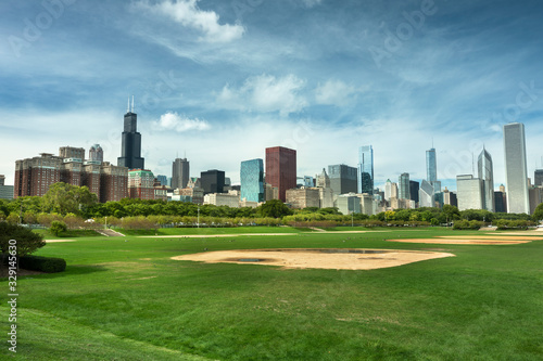 City view from Grant Park Chicago