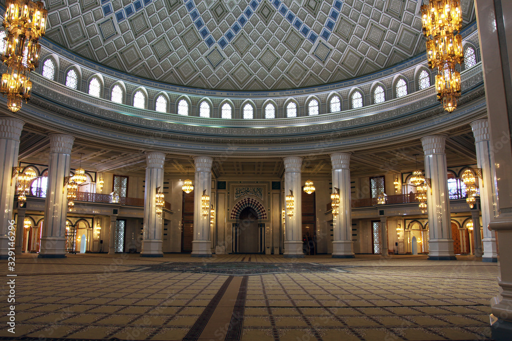 View of the Grand Mosque, Ashgabat, Turkmenistan