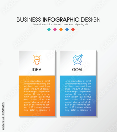 Business infographic with 2 options. 3d flowchart. Vector