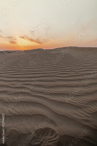 sunset over Dubai desert  united arab emirates