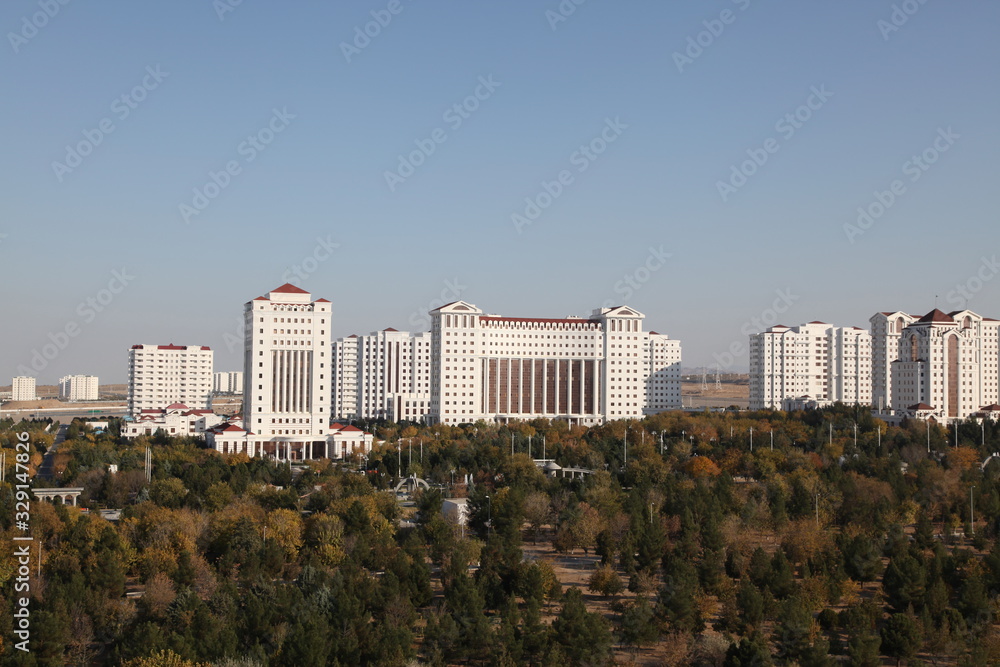 Panoramic view of Ashgabat, the capital of Turkmenistan in Central Asia
