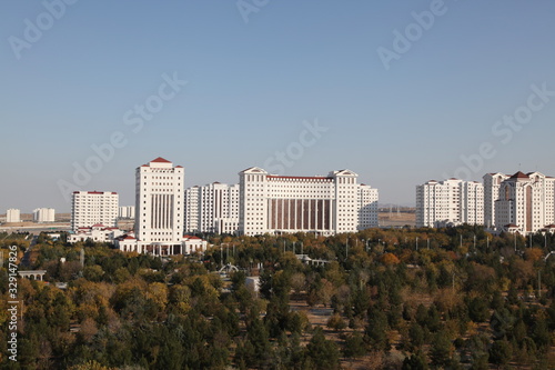 Panoramic view of Ashgabat  the capital of Turkmenistan in Central Asia