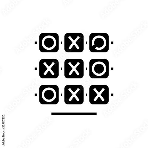 Tic tac toe black icon, concept illustration, vector flat symbol, glyph sign.