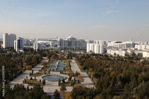 Panoramic view of Ashgabat, the capital of Turkmenistan in Central Asia