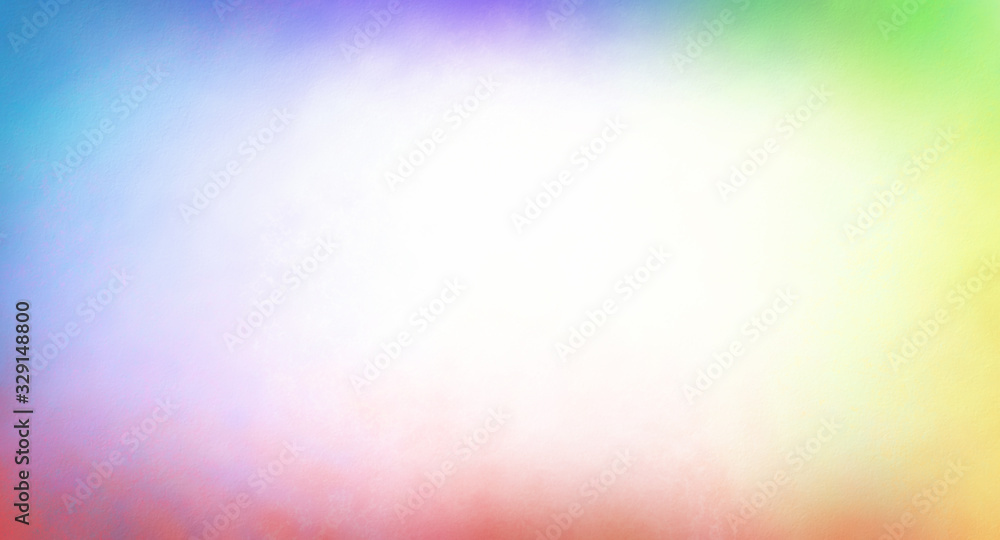 White blurred background with colorful rainbow border design, soft