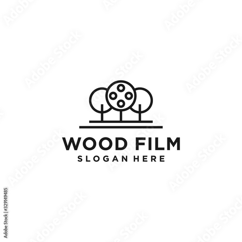 wood film logo icon design vector