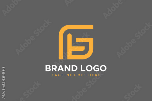 Abstract Initial Letter G and T Line Linked Logo. Flat Vector Logo Design Template Element.