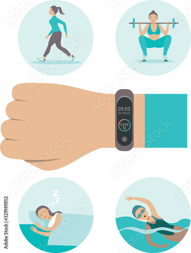 Smart watch fitness band  tracker concept