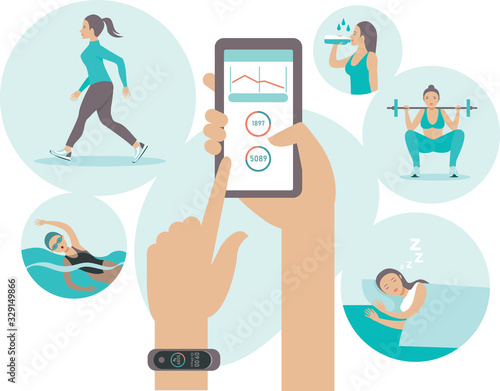 fitness  tracker concept in flat style vector illustration 