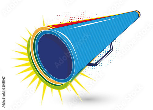 buntes Megaphone im Comic Stil. Mach eine Ansage!