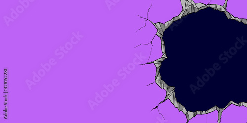 Hole in the wall. Comics style. Hand drawn vector illustration