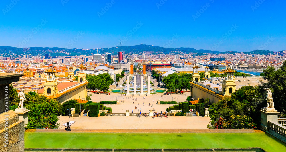 Barcelona. Beautiful panoramic view of city from National Museum, Spain.