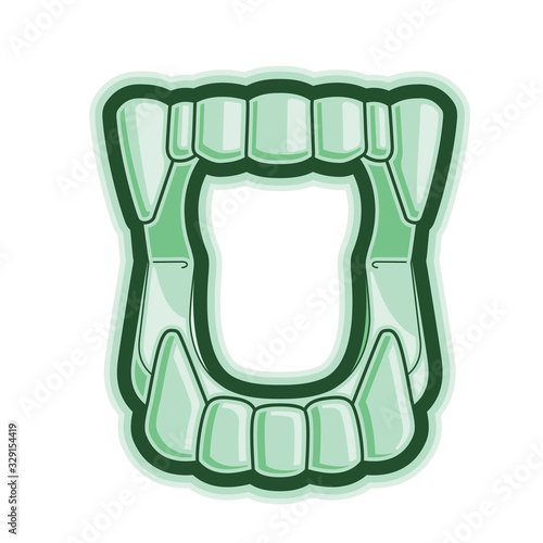 Glow in the Dark Plastic Fake Vampire Fangs Halloween Vector Illustration