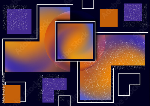 Colorful decorative composition, abstract geometric shapes texture on black. Universal cover template graphic design, minimal background pattern.
