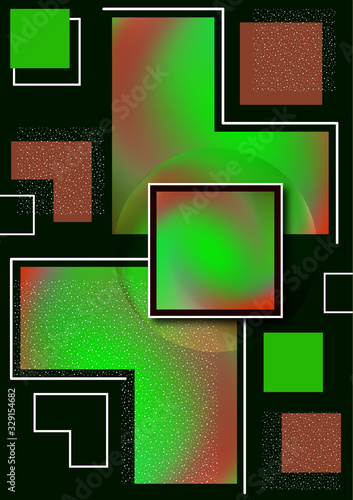 Colorful decorative composition, abstract geometric shapes texture on black. Universal cover template graphic design, minimal background pattern.