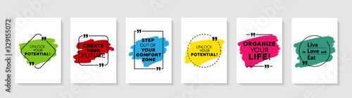Inspirational quote for your opportunities. Speech bubbles with quote marks. Vector illustration