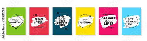 Inspirational quote for your opportunities. Speech bubbles with quote marks. Vector illustration