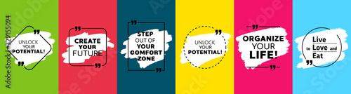 Inspirational quote for your opportunities. Speech bubbles with quote marks. Vector illustration