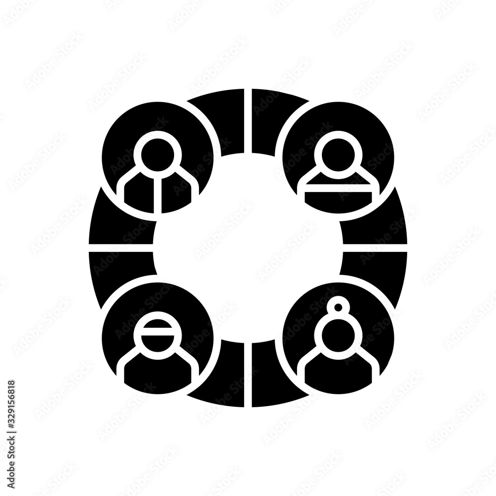 Team work black icon, concept illustration, vector flat symbol, glyph sign. Team work black icon, concept illustration, vector flat symbol, glyph sign.