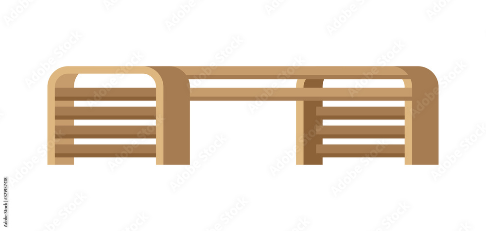 Wooden bench illustration. Image of seat for parks and squares.