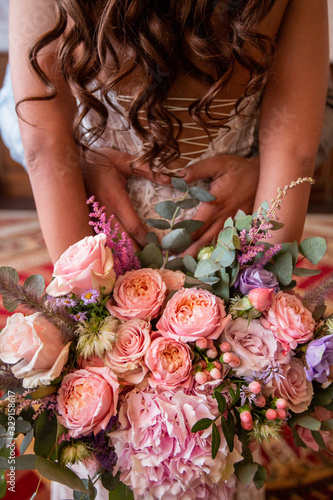 Wedding rings with wedding bouquet © viktoria_koks