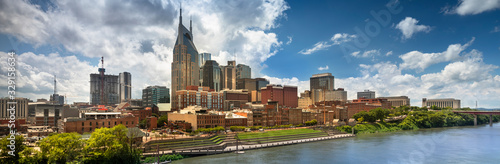 City of Nashville Tennessee on the Cumberland River in Tennessee USA