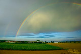 Beautiful rainbow in the countryside in Austria