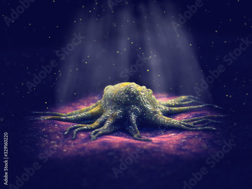 Konstfotografi Cancer cell growth, Cancer metastasis is the spreading of malignant cells  to ot