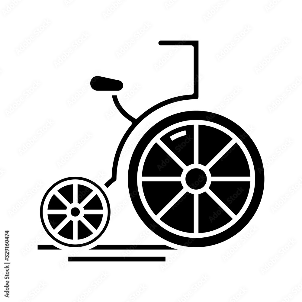 Twowheel bycicle black icon, concept illustration, vector flat symbol, glyph sign.