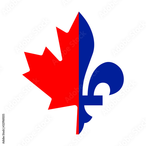 Vector illustration of a combination of Maple leaf and Fleur de lis halfs. French Canadians symbol. Good for web, event posters, badges, stickers, labels, t-shirt design.