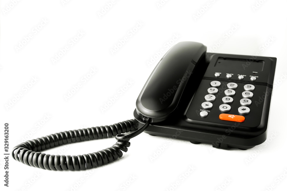 Black phone on white background Black phone on white background
