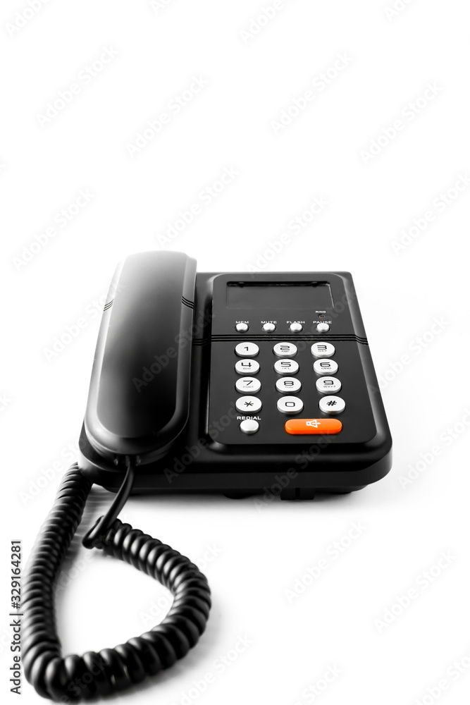 Black phone on white background Black phone on white background