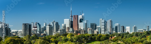 Downtown Toronto Canada cityscape skyline view over Riverdale Park in Ontario, Canada © Aevan