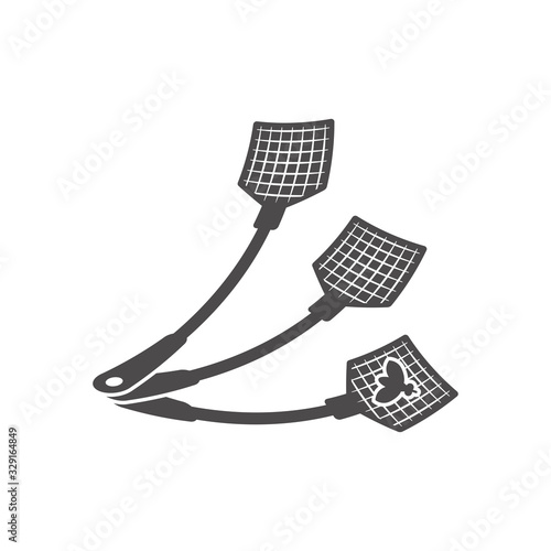 Fly swatter to kill flies and insects icon in flat style.Vector illustration.