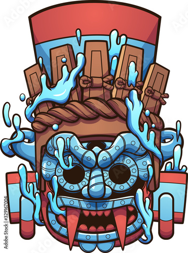 Mexican prehispanic Tlaloc Aztec god water vessel. Vector clip art illustration with simple gradients. All on a single layer. photo