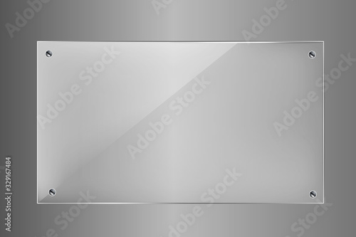Vector glass banners on transparent background. Clear glass showcase on a transparent background. 