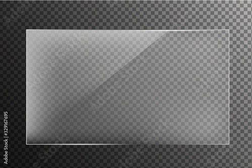 Vector glass banners on transparent background. Clear glass showcase on a transparent background. 