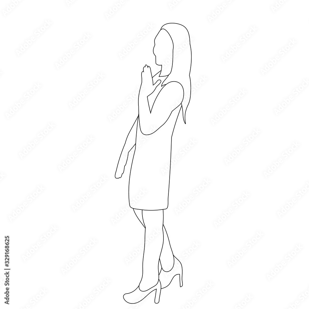 isolated, contour, sketch girl, woman surprised isolated, contour, sketch girl, woman surprised