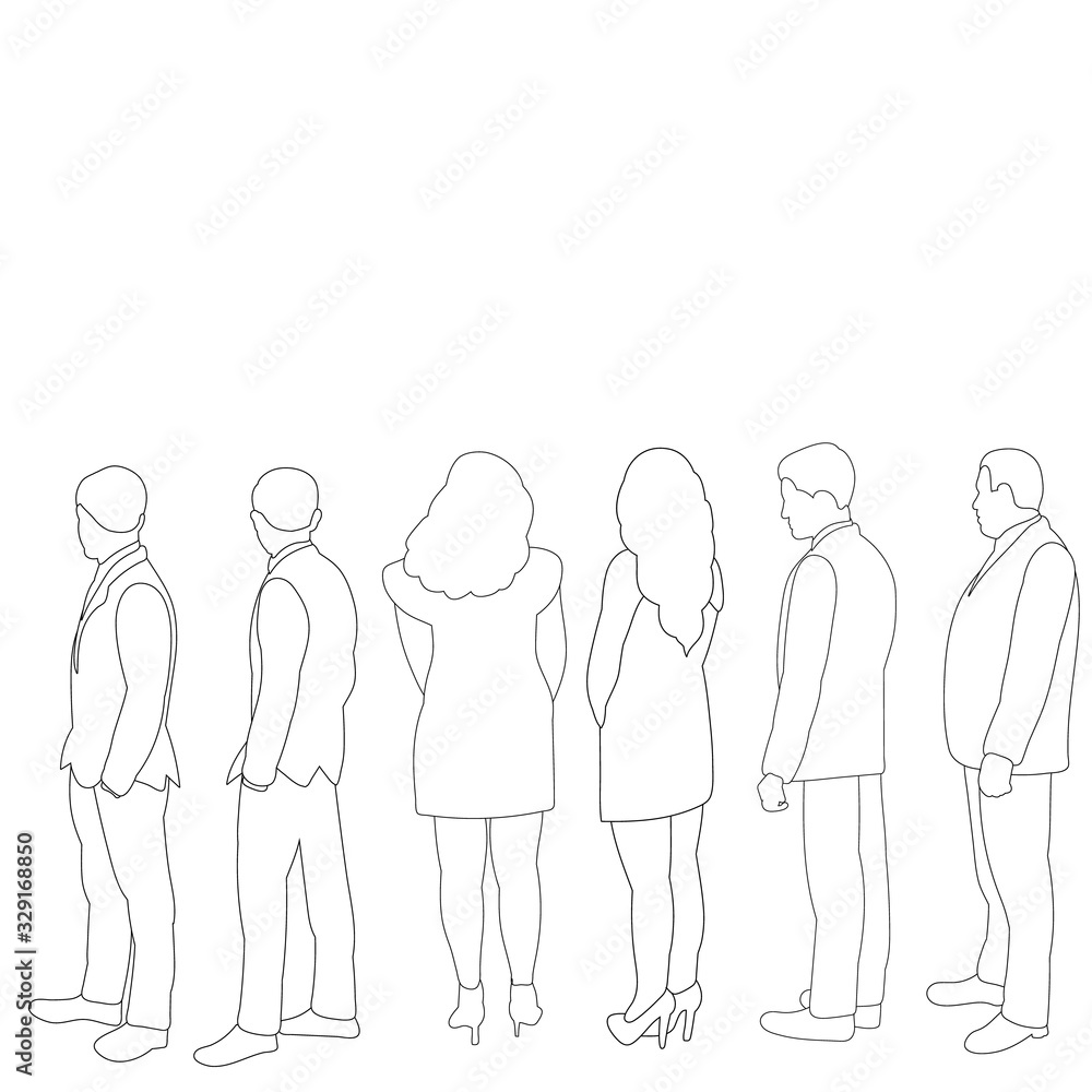 vector, isolated, contour, sketch line of people vector, isolated, contour, sketch line of people