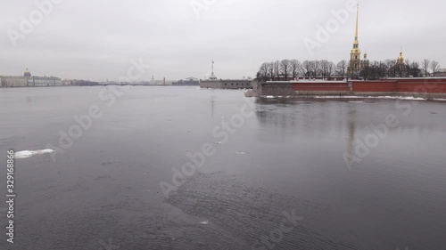 Neva in the spring view of the Peter and Paul fortress