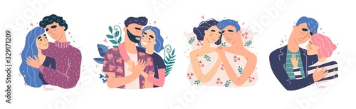 Lovers man and woman hug. Happy family concept.