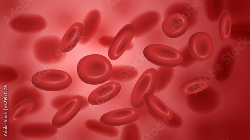 Human blood cells under a microscope, the movement of red blood cells in blood vessels