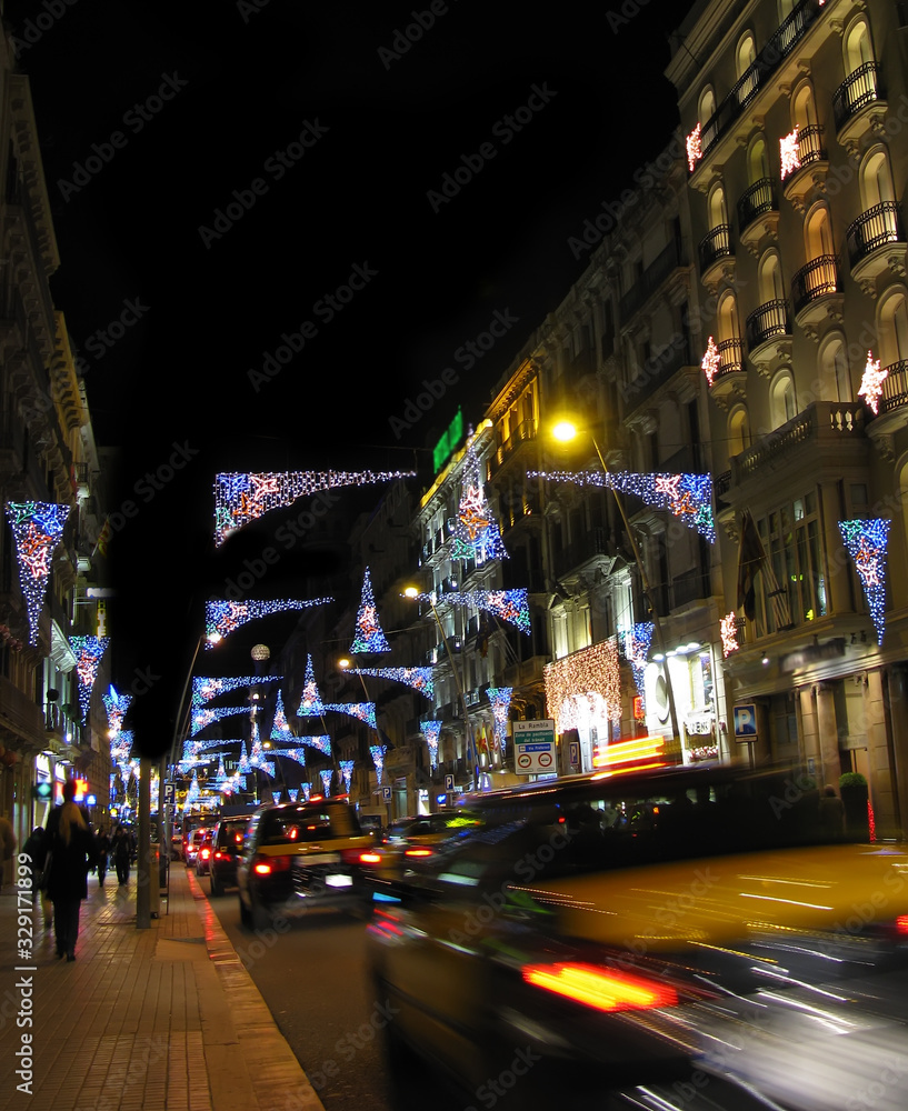 Fototapeta premium Christmas lights in Barcelona street